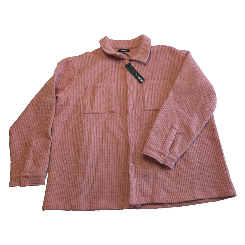 Fashion Nova Otis Textured Button Up Mauve Long Sleeve Shirt, XXL